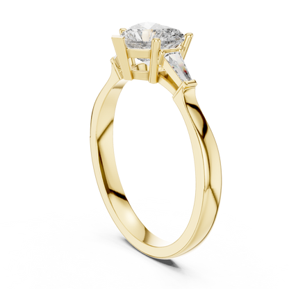 Heart Cut Tapered Baguette Diamond  Engagement Ring