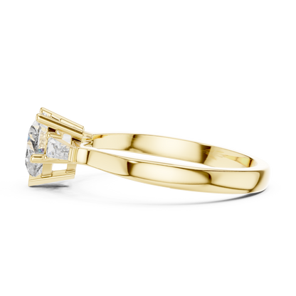 Heart Cut Tapered Baguette Diamond  Engagement Ring