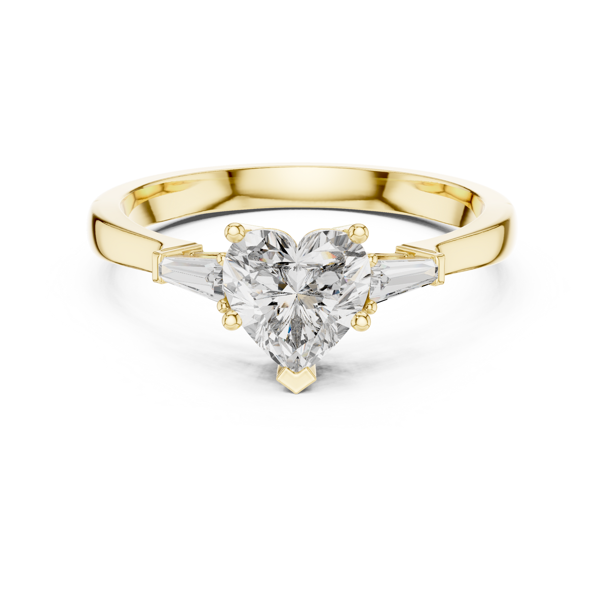 heart cut tapered baguette diamond  engagement ring