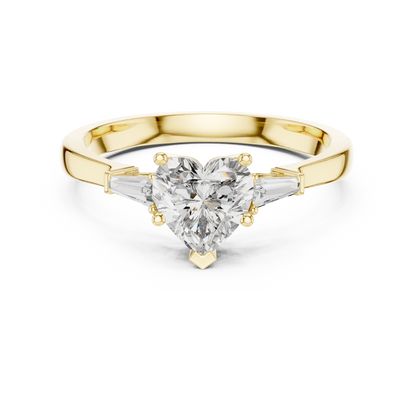 Heart Cut Tapered Baguette Diamond  Engagement Ring