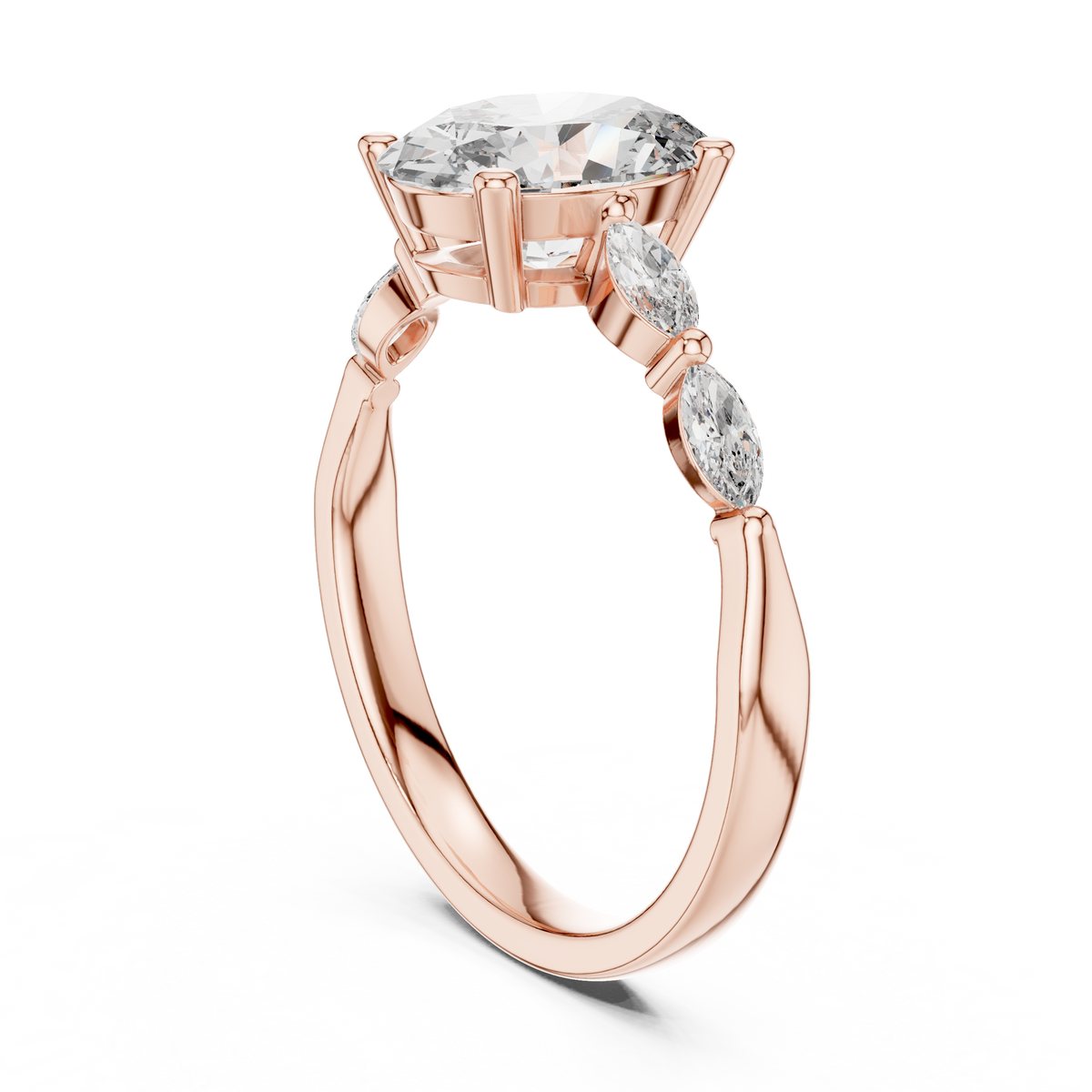 oval solitaire with marquise stone engagement ring
