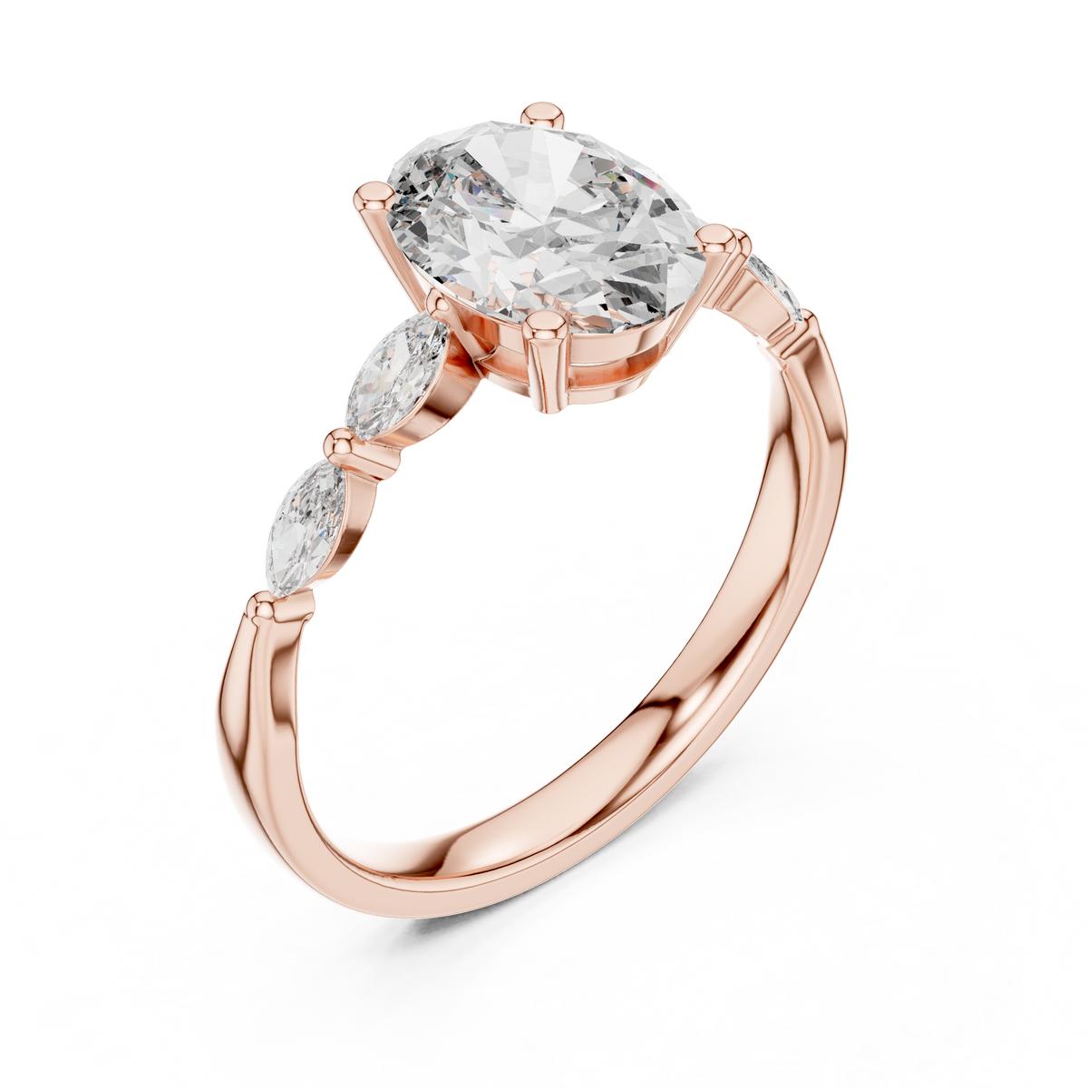 oval solitaire with marquise stone engagement ring