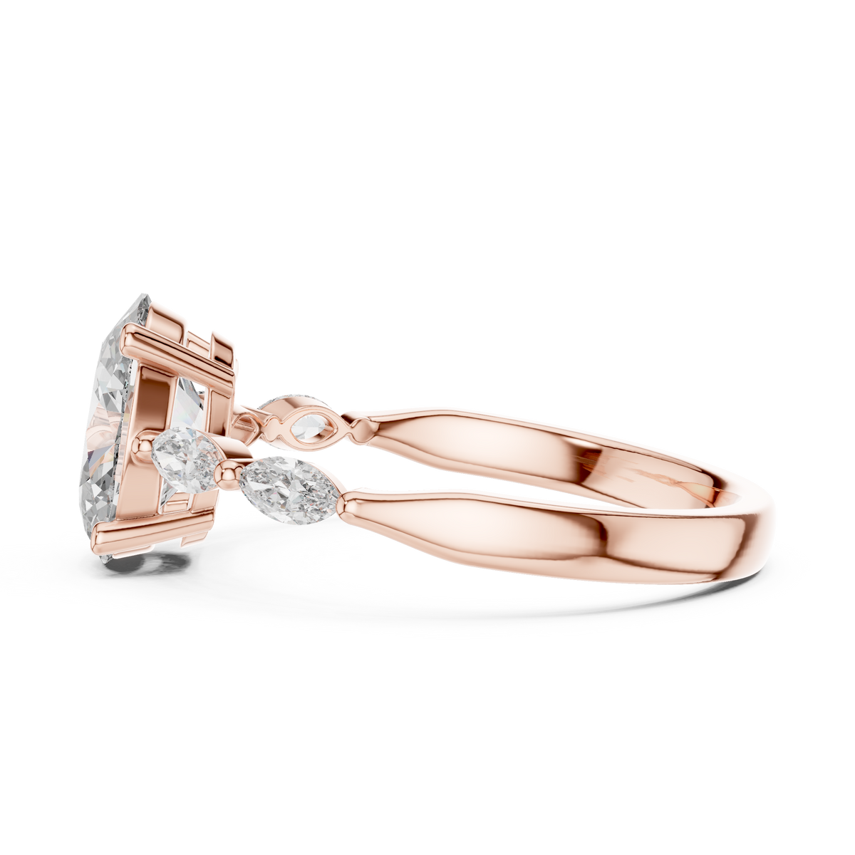 oval solitaire with marquise stone engagement ring
