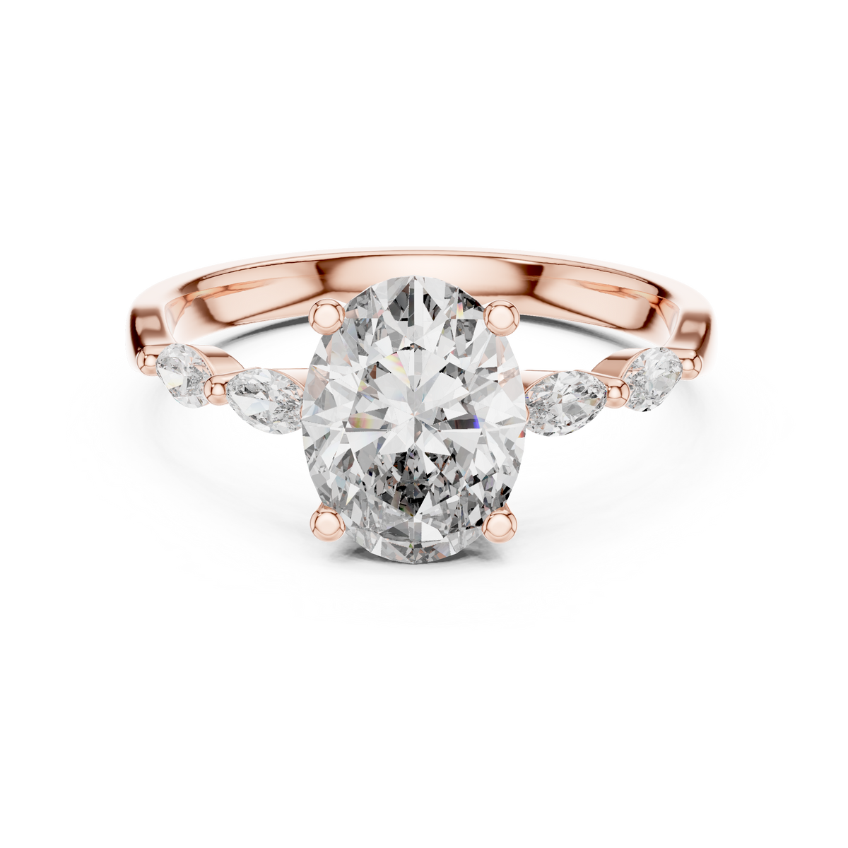 oval solitaire with marquise stone engagement ring