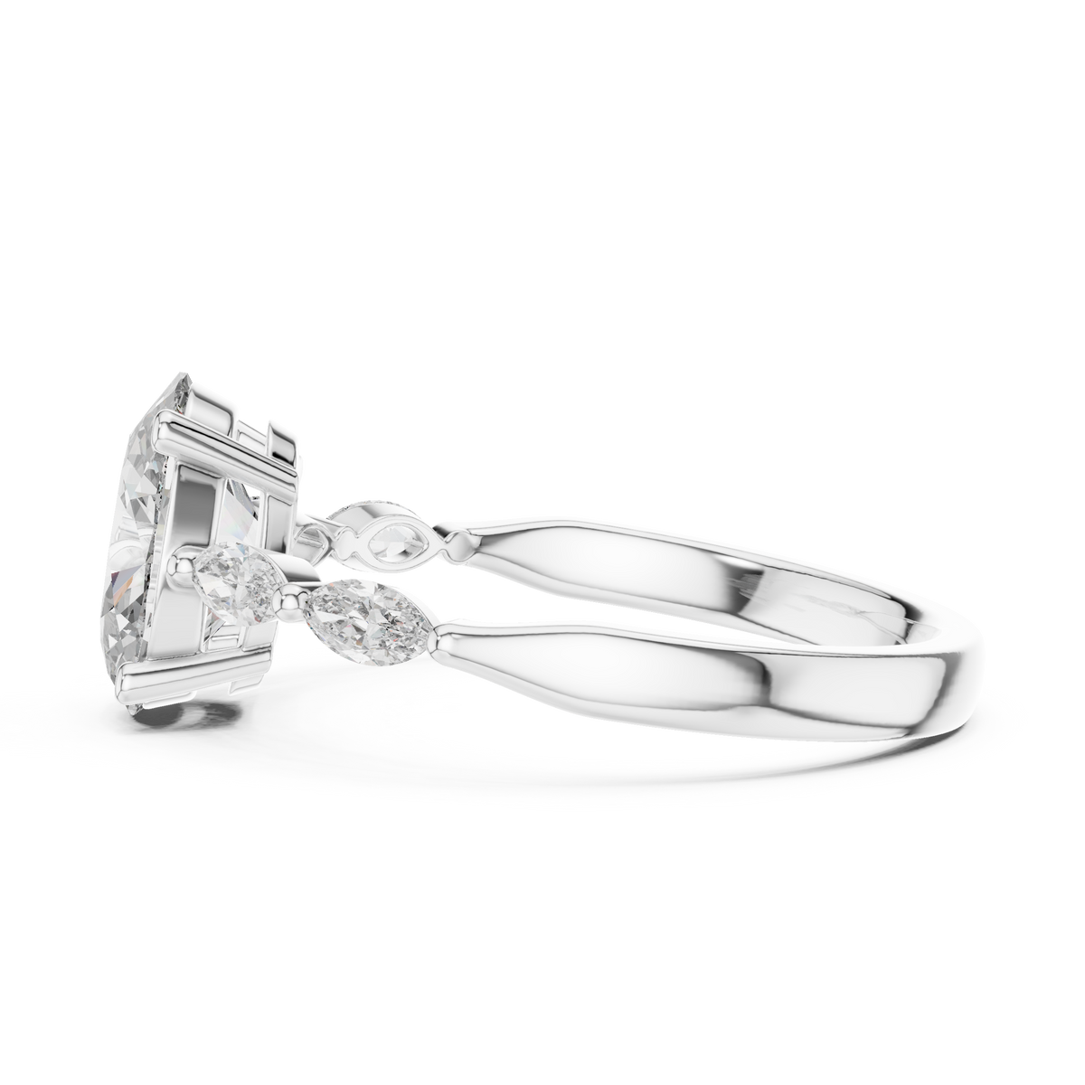 oval solitaire with marquise stone engagement ring