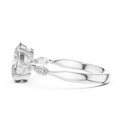 Oval Solitaire With Marquise Stone Engagement Ring