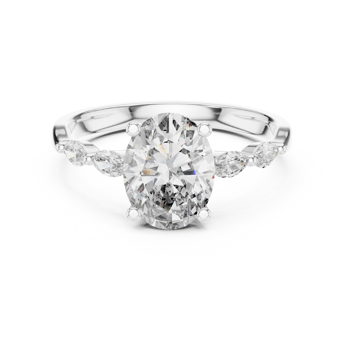 oval solitaire with marquise stone engagement ring