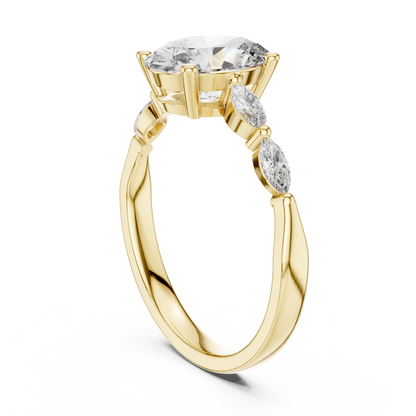 Oval Solitaire With Marquise Stone Engagement Ring