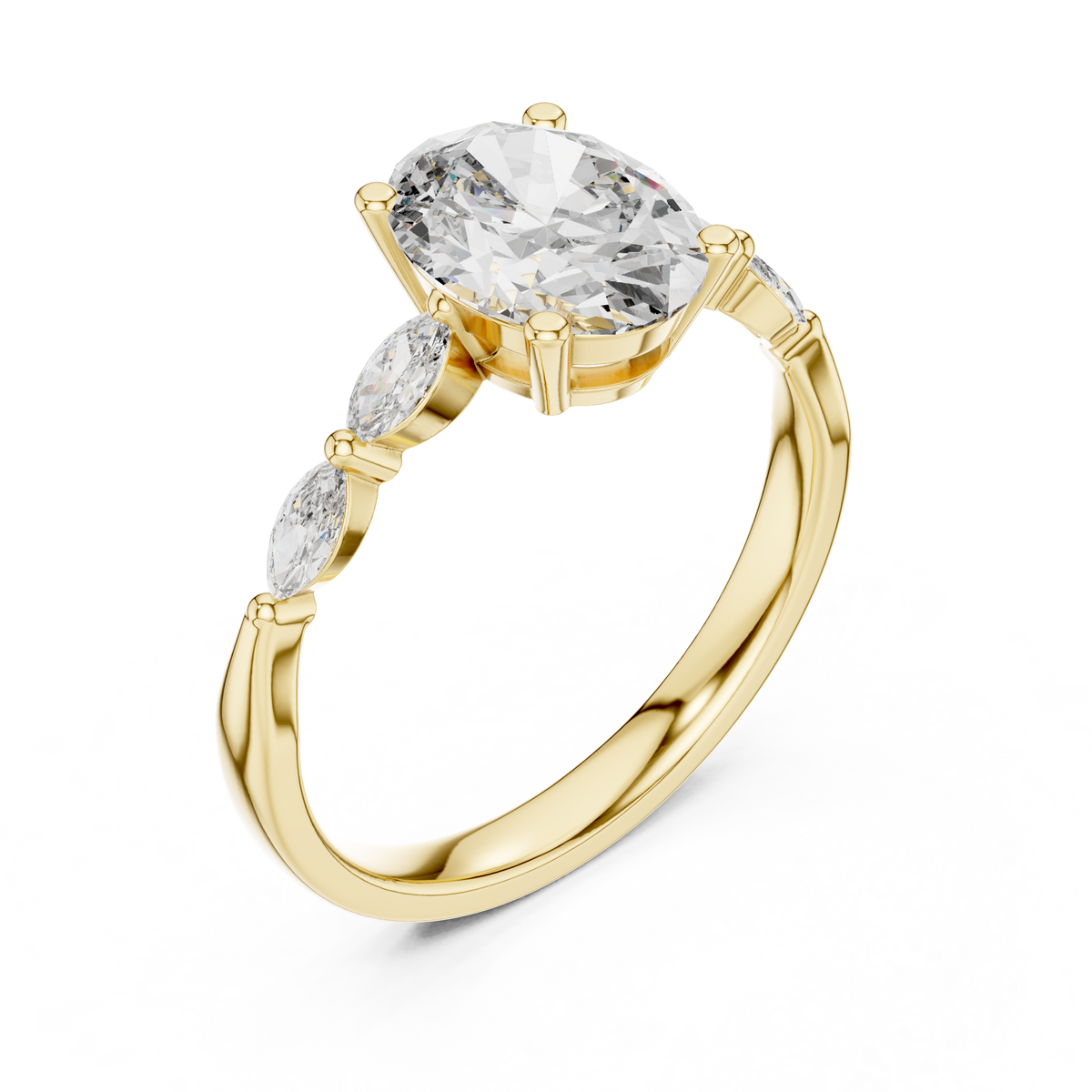 oval solitaire with marquise stone engagement ring