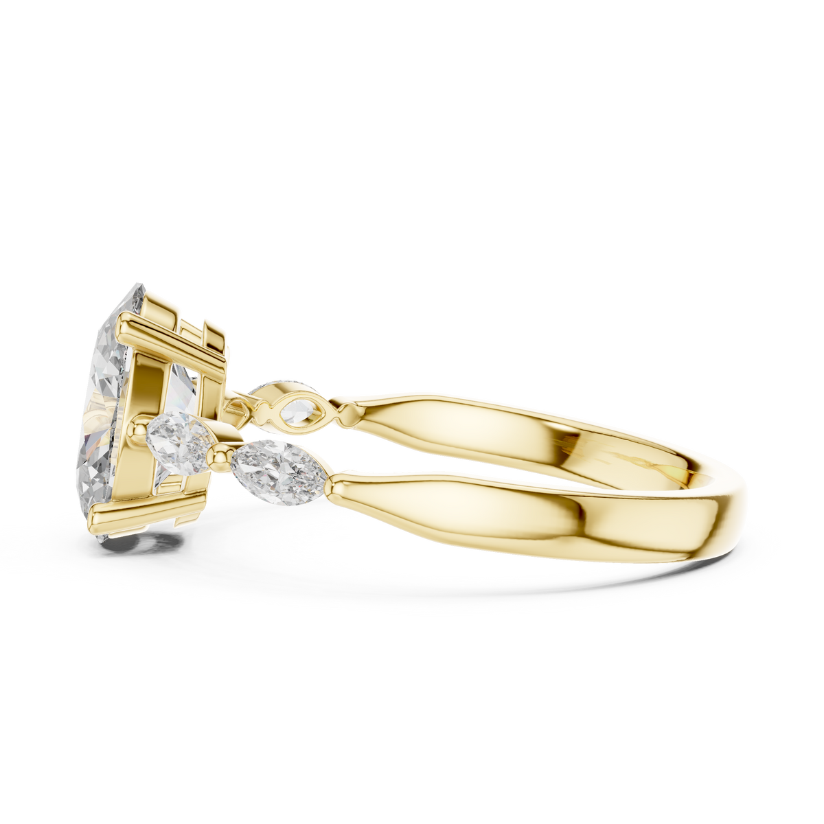 oval solitaire with marquise stone engagement ring
