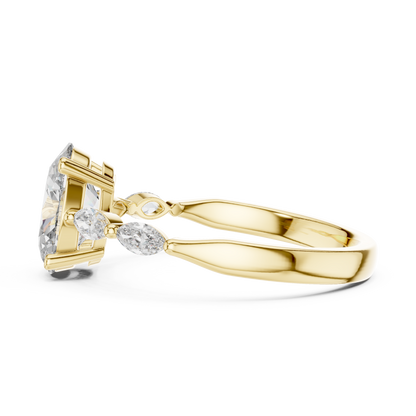 Oval Solitaire With Marquise Stone Engagement Ring