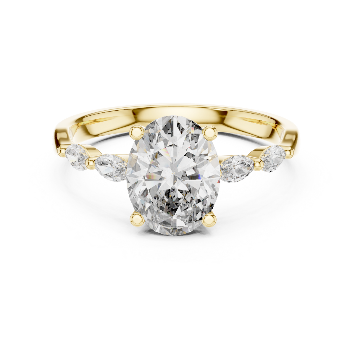 oval solitaire with marquise stone engagement ring
