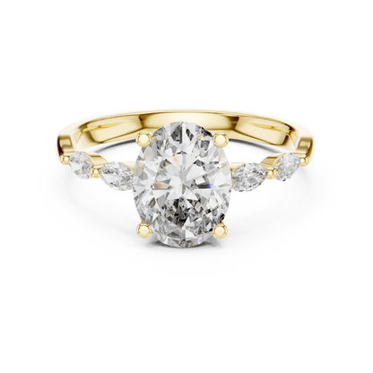 Oval Solitaire With Marquise Stone Engagement Ring