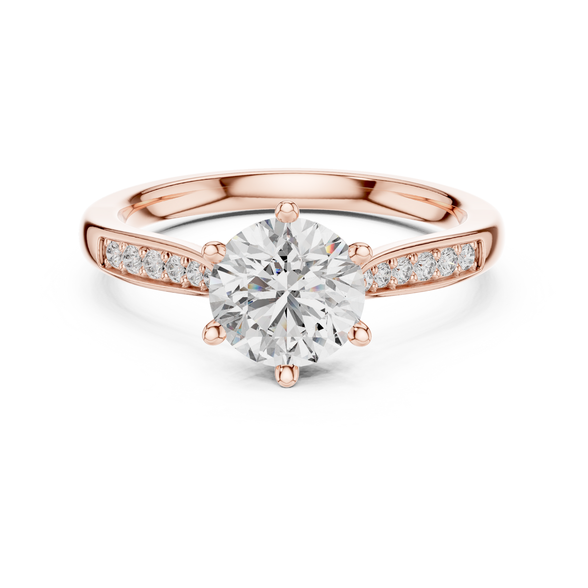round solitaire with pave setting engagement ring