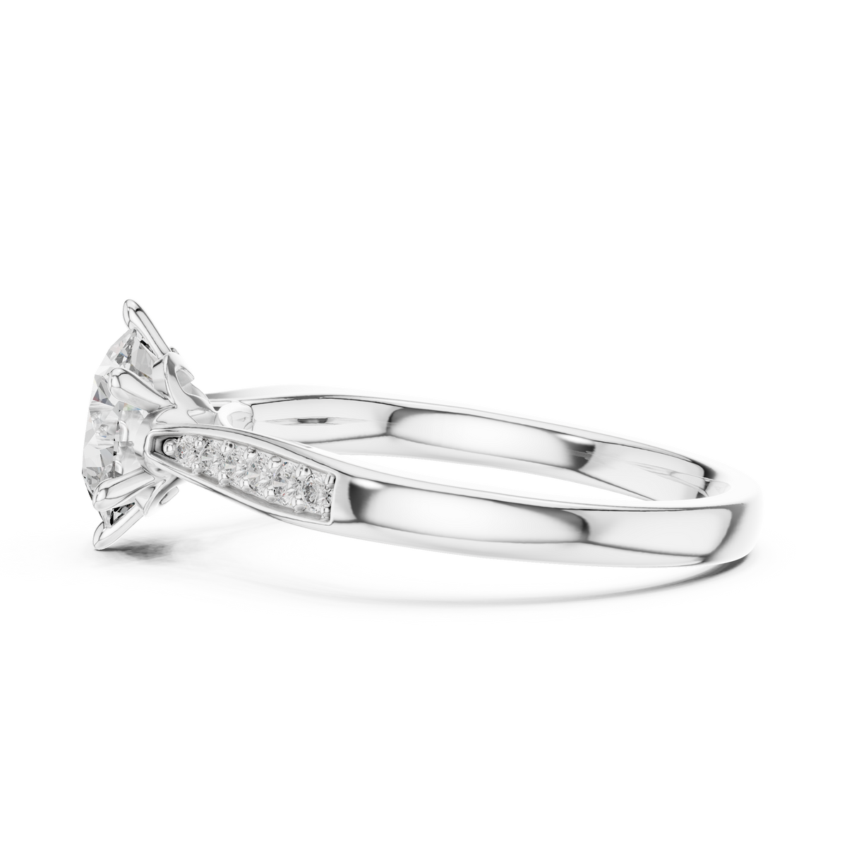 round solitaire with pave setting engagement ring