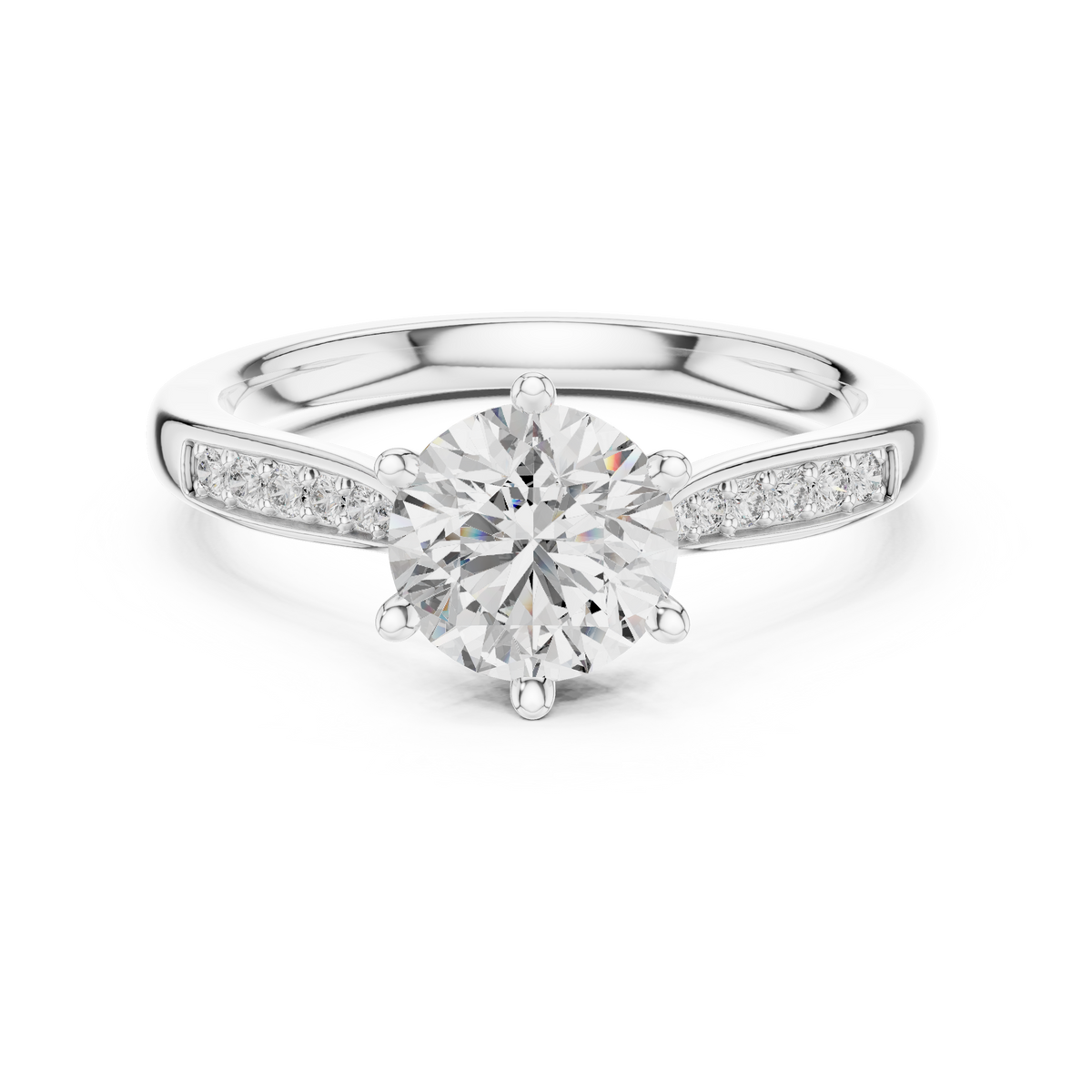round solitaire with pave setting engagement ring