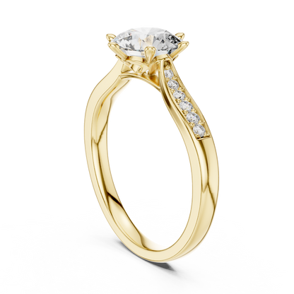 Round Solitaire with Pave Setting Engagement Ring