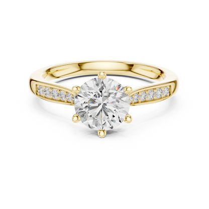 Round Solitaire with Pave Setting Engagement Ring