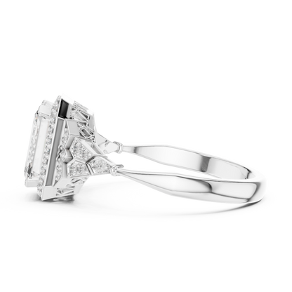 Emerald Cut Diamond Halo Engagement Ring