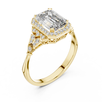 Emerald Cut Diamond Halo Engagement Ring