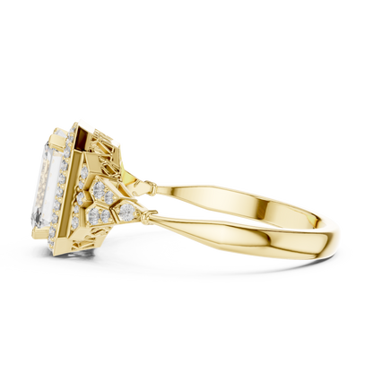 Emerald Cut Diamond Halo Engagement Ring