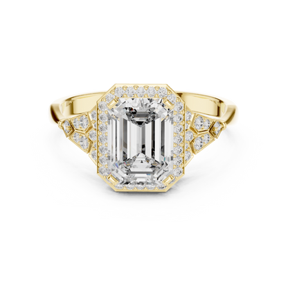 Emerald Cut Diamond Halo Engagement Ring