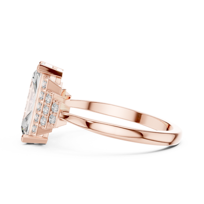 Baguette Cut Diamond Ring with Tiered Accent Stones Ring