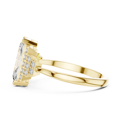 Baguette Cut Diamond Ring with Tiered Accent Stones Ring