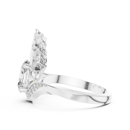 Oval Diamond Art Deco Ring With Tapered Baguette Side Stone
