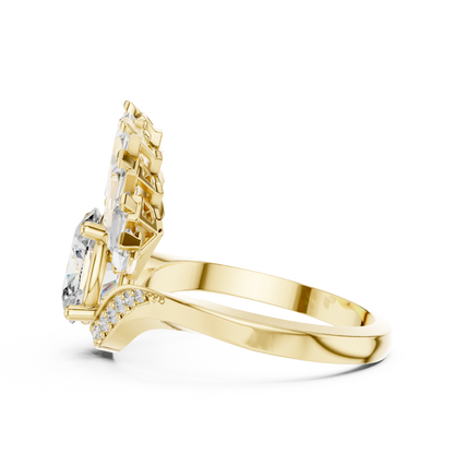 Oval Diamond Art Deco Ring With Tapered Baguette Side Stone