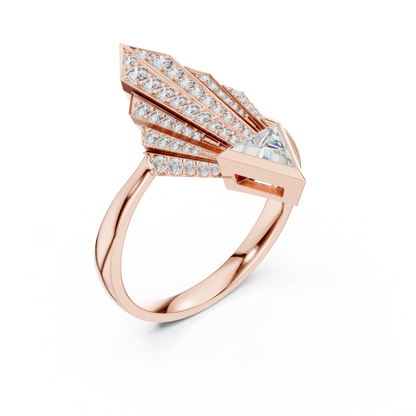 Triangle Cut Round Diamond Ring