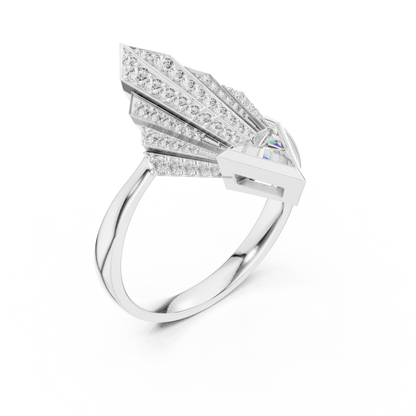 Triangle Cut Round Diamond Ring