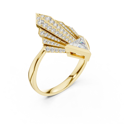 Triangle Cut Round Diamond Ring