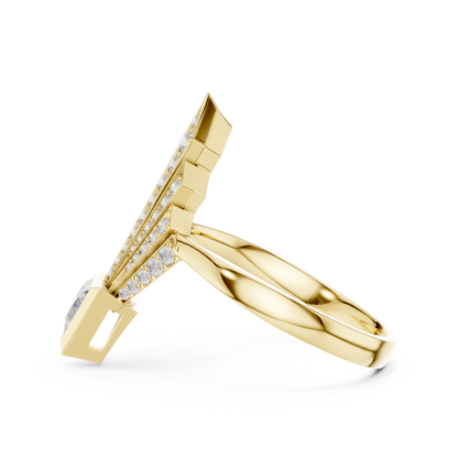 Triangle Cut Round Diamond Ring