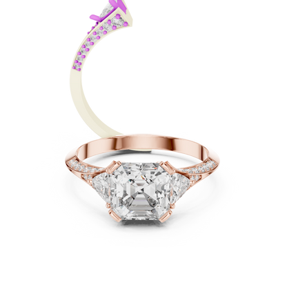 Emerald Cut Engagement Ring with Trillion Side Stone