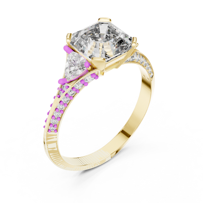 Emerald Cut Engagement Ring with Trillion Side Stone
