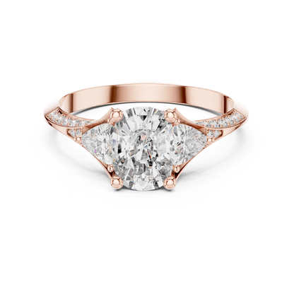 Cushion Cut Engagement Ring with Trillion Side Stone