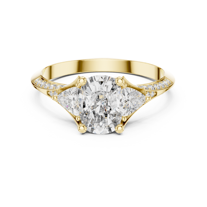 Cushion Cut Engagement Ring with Trillion Side Stone