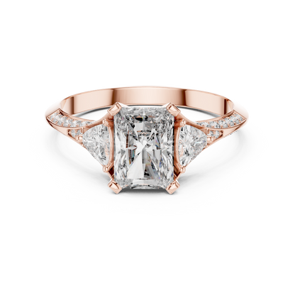 Cushion Cut Engagement Ring with Trillion Side Stone