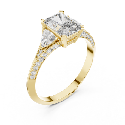 Cushion Cut Engagement Ring with Trillion Side Stone