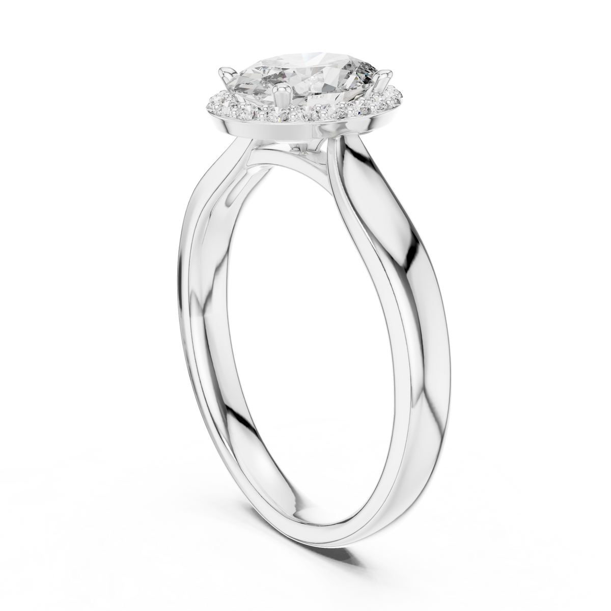 oval cut side halo engagement ring