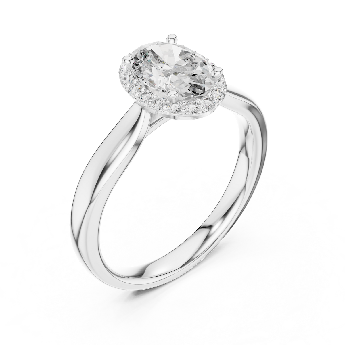 oval cut side halo engagement ring