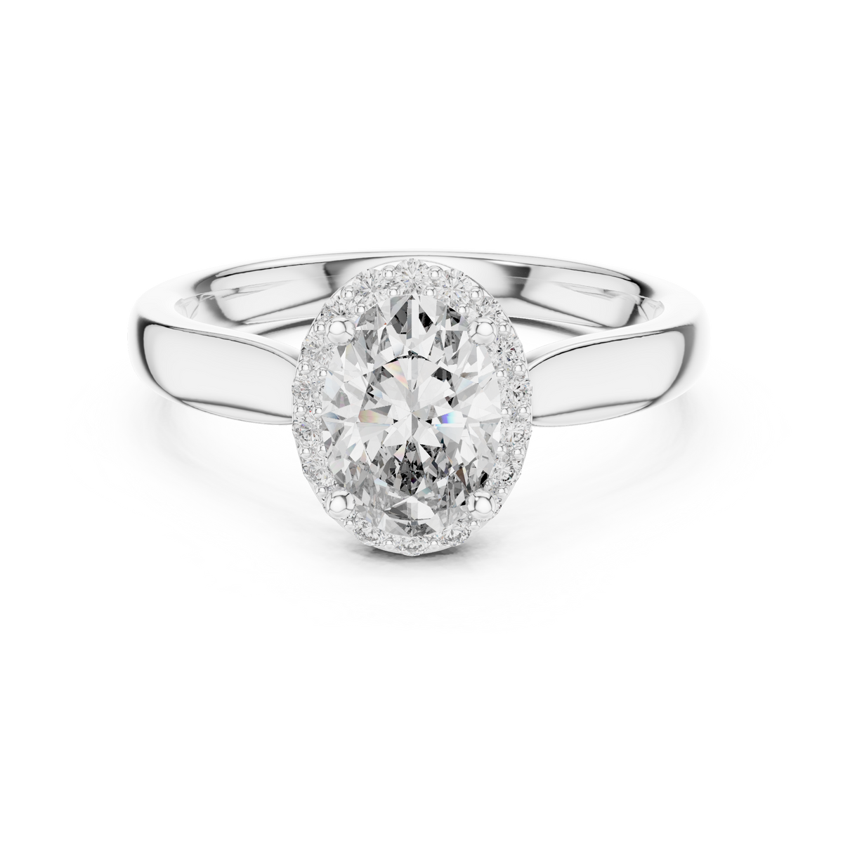 oval cut side halo engagement ring