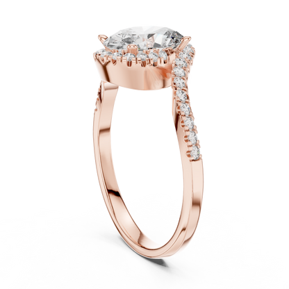 Oval Cut Side Round Diamond Ring