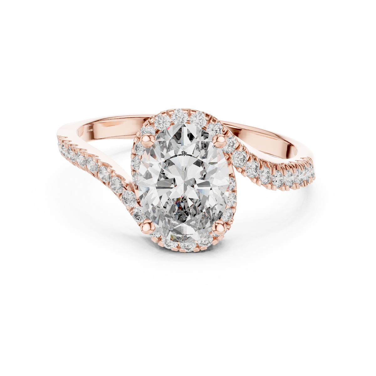 oval cut side round diamond ring