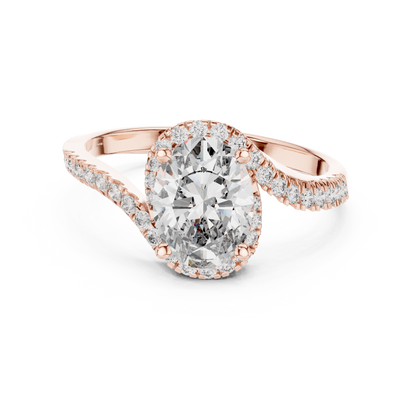 Oval Cut Side Round Diamond Ring