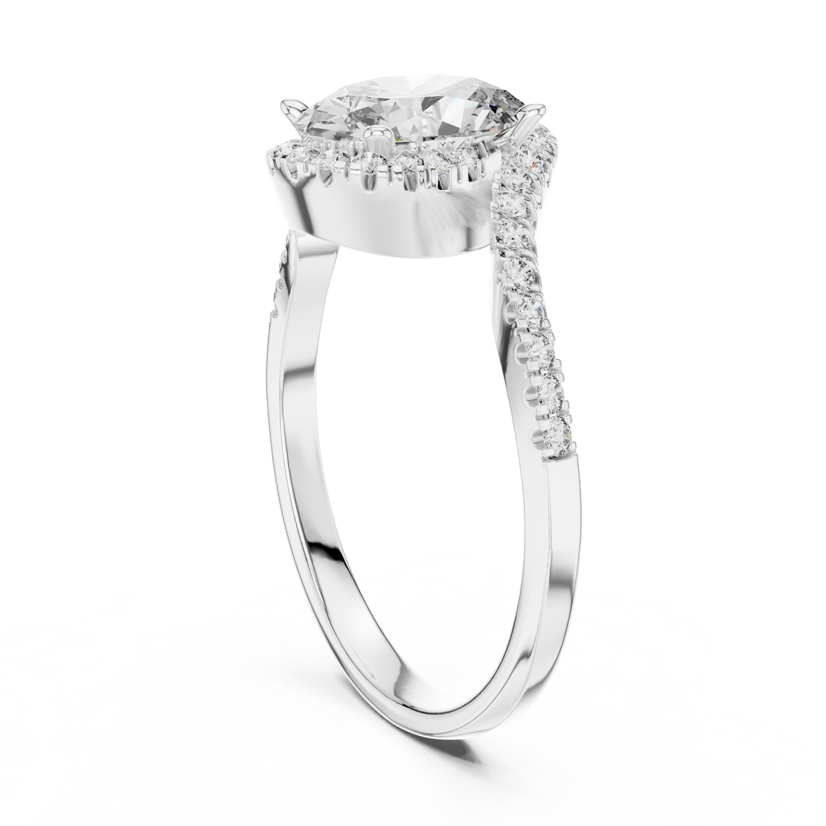 oval cut side round diamond ring