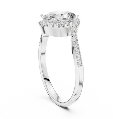Oval Cut Side Round Diamond Ring