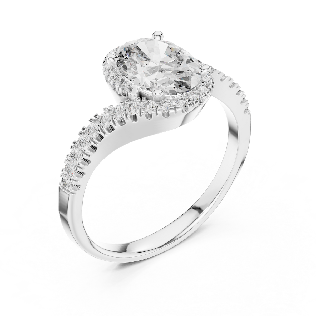 oval cut side round diamond ring