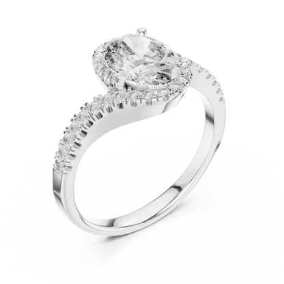 Oval Cut Side Round Diamond Ring